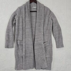 Barefoot Dreams CozyChic Cali Long Cardigan Size‎ S Light Gray QVWCC1057 Pockets